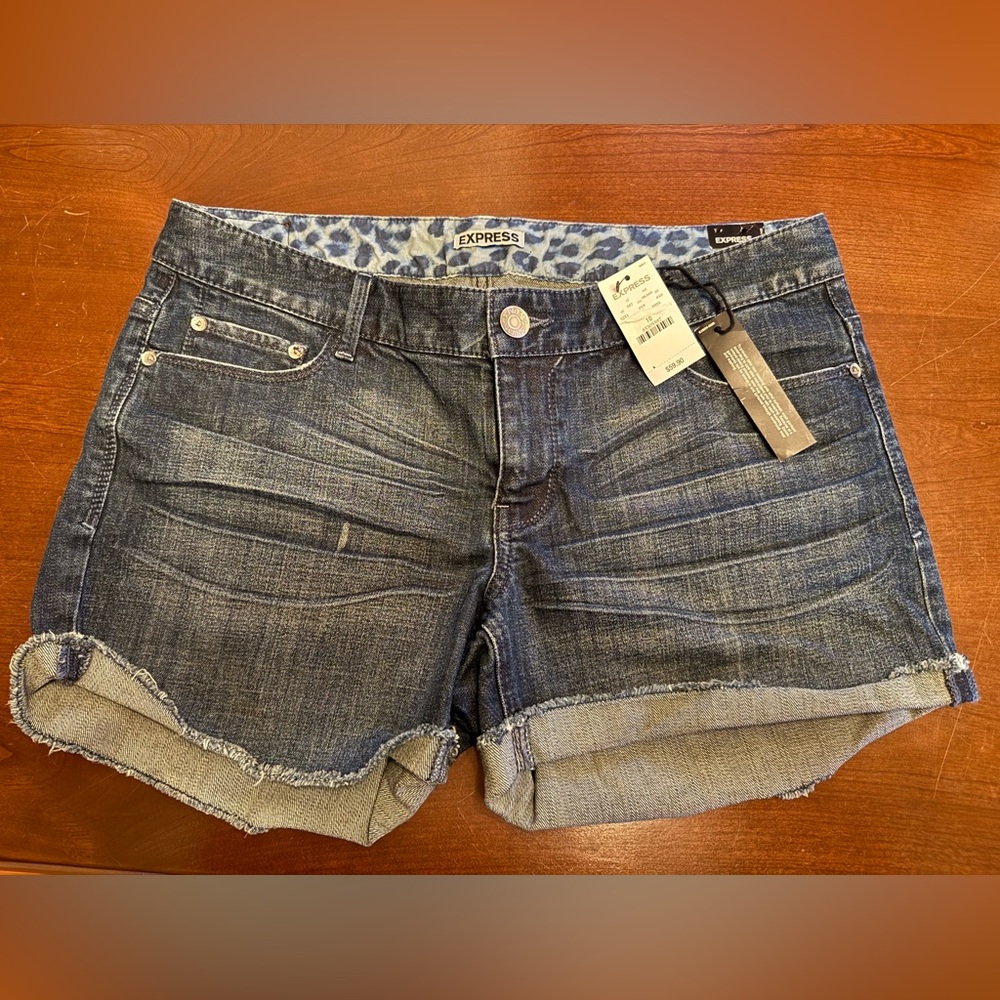 Express Women's Dark Wash Jean Shorts